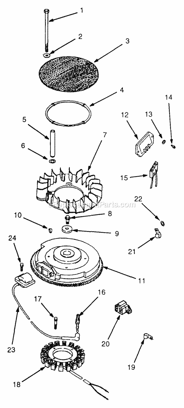 18 Hp Ignition, Electrical And Flywheel Diagram and Parts List for Z48 53AC355M100 Cub Cadet Lawn Mower